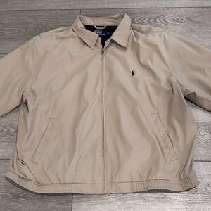 Polo‎ Ralph Lauren Jacket Mens 2X Tan Plaid Lining Windbreaker Vintage Grandpa